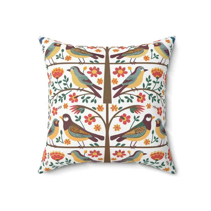 Birds on a Tree Spun Polyester Square Pillow - 18’’ × Home Decor