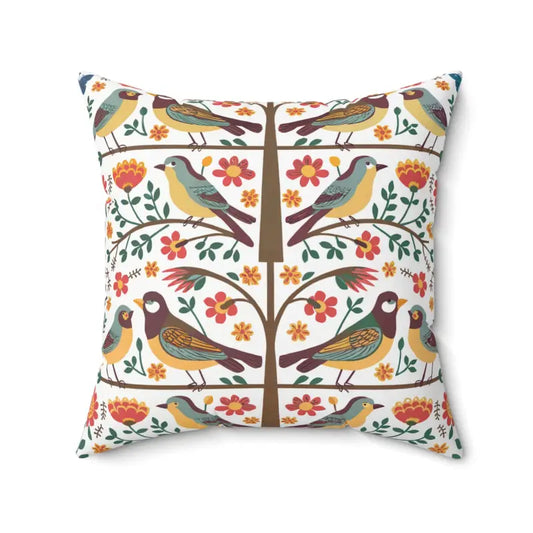 Birds on a Tree Spun Polyester Square Pillow - 20’’ × Home Decor