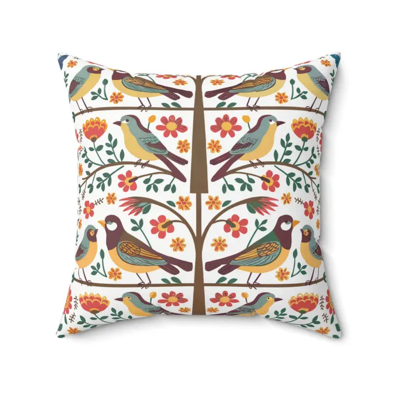 Birds on a Tree Spun Polyester Square Pillow - Home Decor