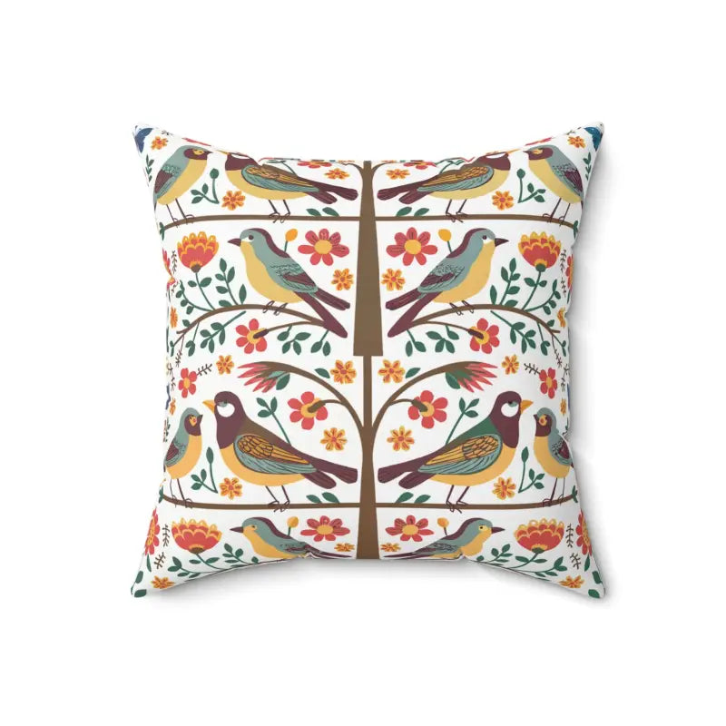 Birds on a Tree Spun Polyester Square Pillow - Home Decor