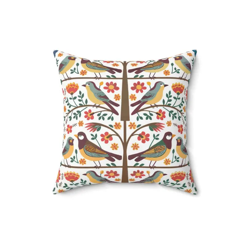 Birds on a Tree Spun Polyester Square Pillow - Home Decor