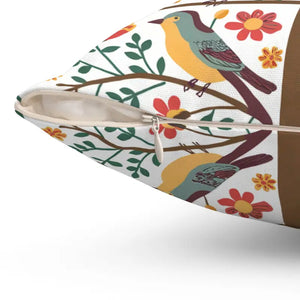Birds on a Tree Throw Pillow Polyester Square Decor - Dipaliz - Pillows
