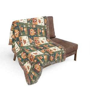 Cozy Cabin Patchwork Woven Blanket, Rustic Lodge Throw for Living Room & Decor - Blankets