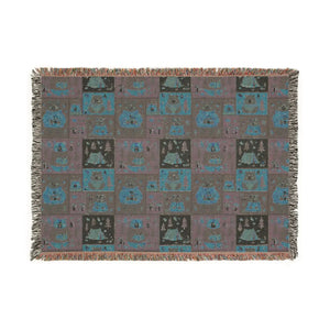 Lodge style patchwork woven blanket by DipaliZ with original artwork