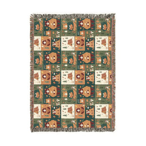 Cozy Cabin Patchwork Woven Blanket, Rustic Lodge Throw for Living Room & Decor - Blankets