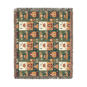 Cozy Cabin Patchwork Woven Blanket, Rustic Lodge Throw for Living Room & Decor - Blankets