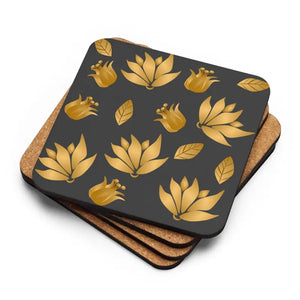 Brown Flowers Heat Resistant Hardboard Coasters - Dipaliz