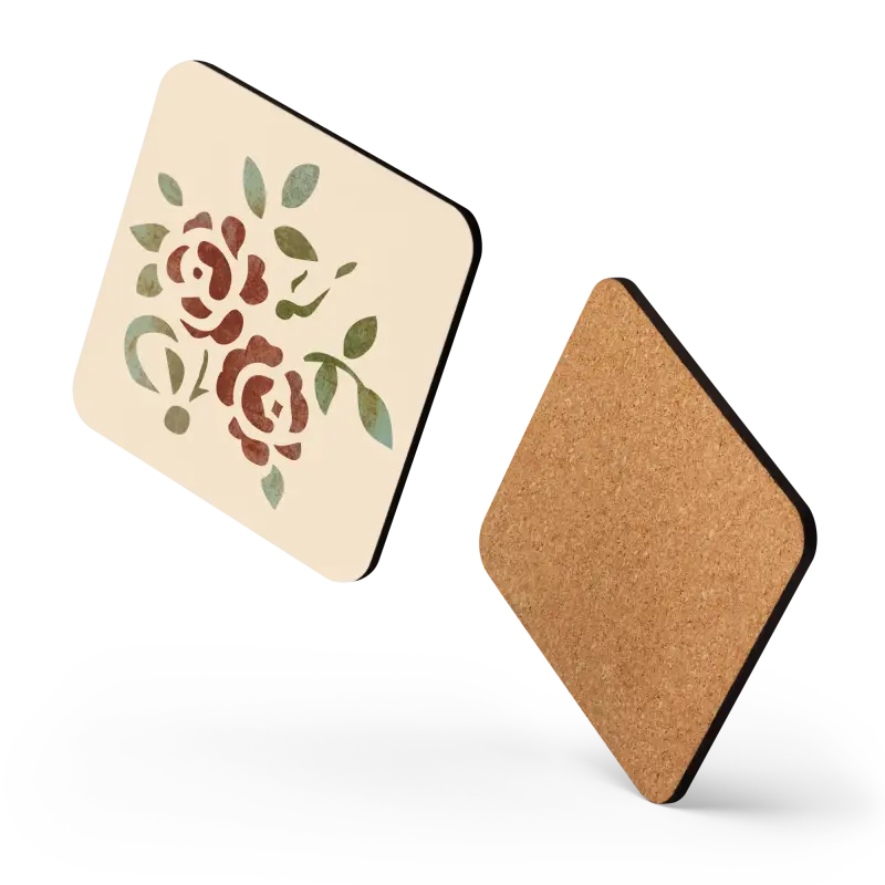 Rose Bliss Cork Coasters: Elevate Decor with Heat Resistance - Kitchen and Dining