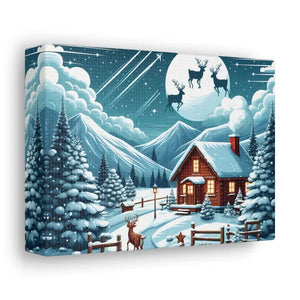 Cozy Christmas Cabin Canvas - Festive Charm Winter Art - Dipaliz - Prints
