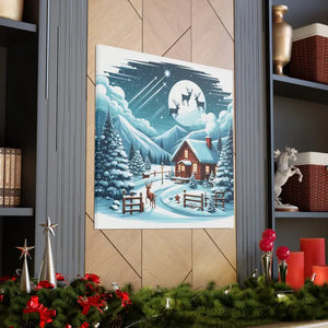 Cozy Christmas Cabin Canvas - Festive Charm Winter Art - Dipaliz - Prints