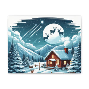 Cozy Christmas Cabin Canvas - Festive Charm Winter Art - Dipaliz - 14″ x 11″ / 1.25’’ - Prints