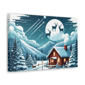 Cozy Christmas Cabin Canvas - Festive Charm Winter Art - Dipaliz - Prints
