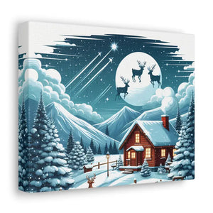 Cozy Christmas Cabin Canvas - Festive Charm Winter Art - Dipaliz - Prints