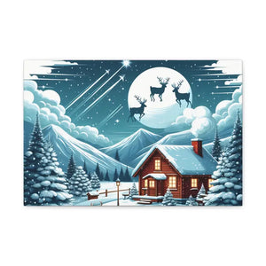 Cozy Christmas Cabin Canvas - Festive Charm Winter Art - Dipaliz - 18″ x 12″ / 1.25’’ - Prints