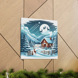 Cozy Christmas Cabin Canvas - Festive Charm Winter Art - Dipaliz - Prints