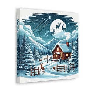 Cozy Christmas Cabin Canvas - Festive Charm Winter Art - Dipaliz - Prints