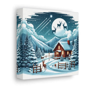 Cozy Christmas Cabin Canvas - Festive Charm Winter Art - Dipaliz - Prints