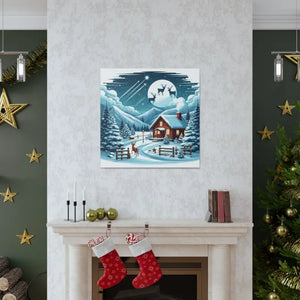 Cozy Christmas Cabin Canvas - Festive Charm Winter Art - Dipaliz - Prints