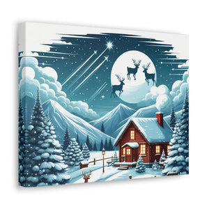 Cozy Christmas Cabin Canvas - Festive Charm Winter Art - Dipaliz - Prints