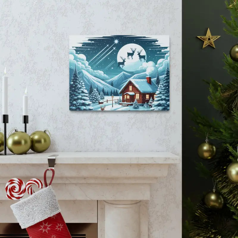 Cozy Christmas Cabin Canvas Wrap Transform your Home