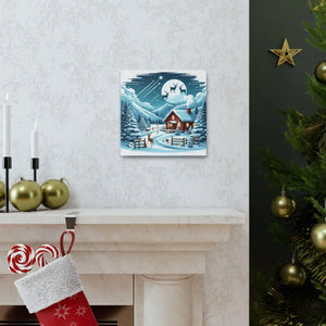 Cozy Christmas Cabin Canvas - Festive Charm Winter Art - Dipaliz - Prints