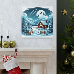 Cozy Christmas Cabin Canvas - Festive Charm Winter Art - Dipaliz - Prints