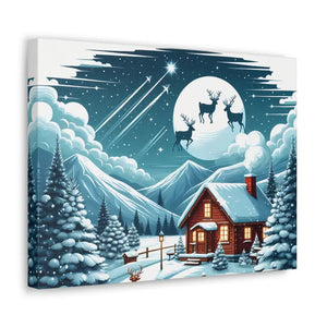 Cozy Christmas Cabin Canvas - Festive Charm Winter Art - Dipaliz - Prints