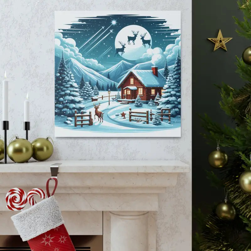 Cozy Christmas Cabin Canvas Wrap Transform your Home