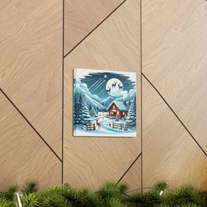 Cozy Christmas Cabin Canvas - Festive Charm Winter Art - Dipaliz - Prints