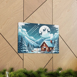 Cozy Christmas Cabin Canvas - Festive Charm Winter Art - Dipaliz - Prints