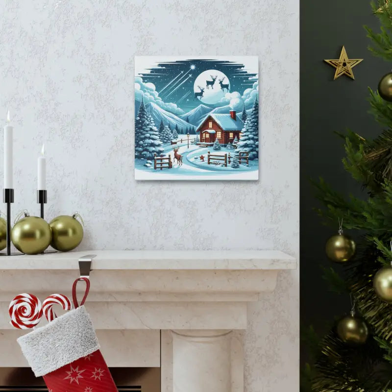 Cozy Christmas Cabin Canvas Wrap Transform your Home