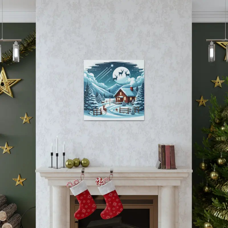 Cozy Christmas Cabin Canvas Wrap Transform your Home