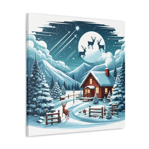 Cozy Christmas Cabin Canvas - Festive Charm Winter Art - Dipaliz - Prints