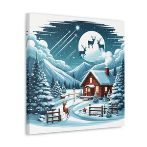 Cozy Christmas Cabin Canvas - Festive Charm Winter Art - Dipaliz - Prints