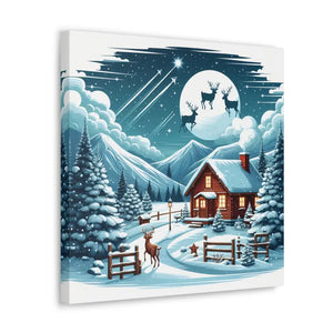 Cozy Christmas Cabin Canvas - Festive Charm Winter Art - Dipaliz - Prints