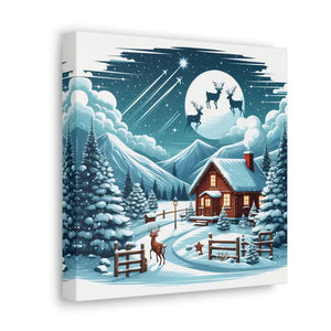 Cozy Christmas Cabin Canvas - Festive Charm Winter Art - Dipaliz - Prints