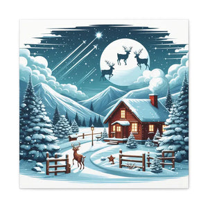 Cozy Christmas Cabin Canvas - Festive Charm Winter Art - Dipaliz - Prints