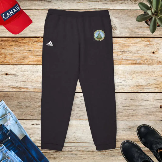 Cozy Christmas Tree Adidas Fleece Joggers - Festive & Comfy! - Black / Xs Trousers