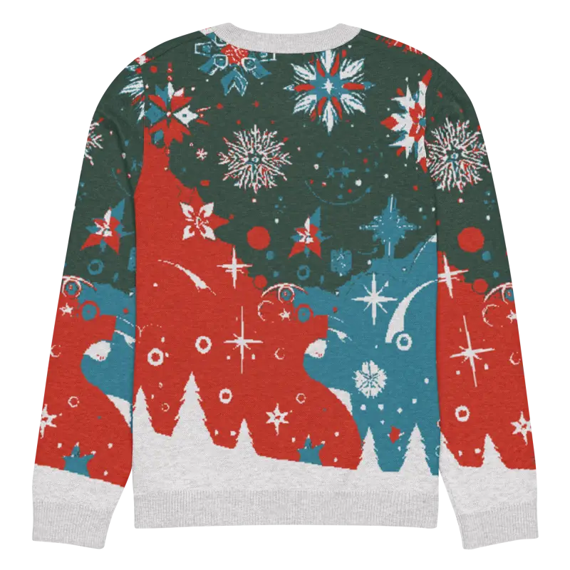 Cozy Christmas Trees & Snowflakes Knitted Crew Neck Sweater