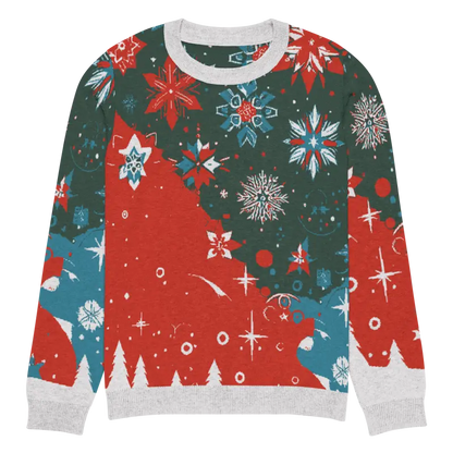 Cozy Christmas Trees & Snowflakes Knitted Crew Neck Sweater - 2xl