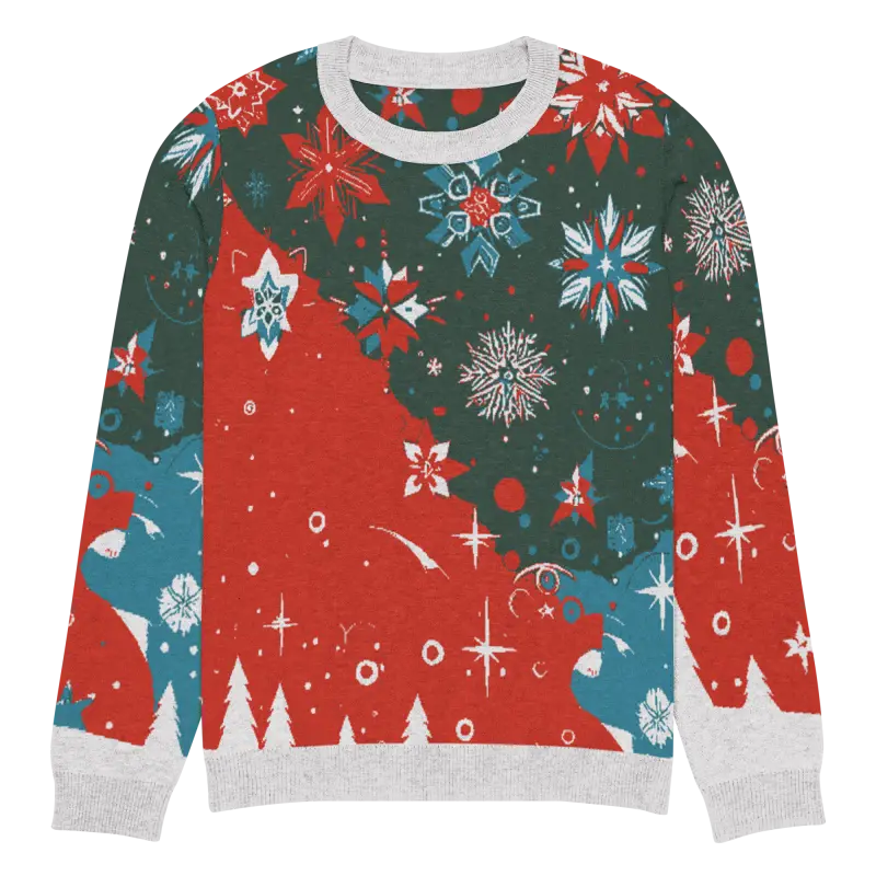 Cozy Christmas Trees & Snowflakes Knitted Crew Neck Sweater - 3xl