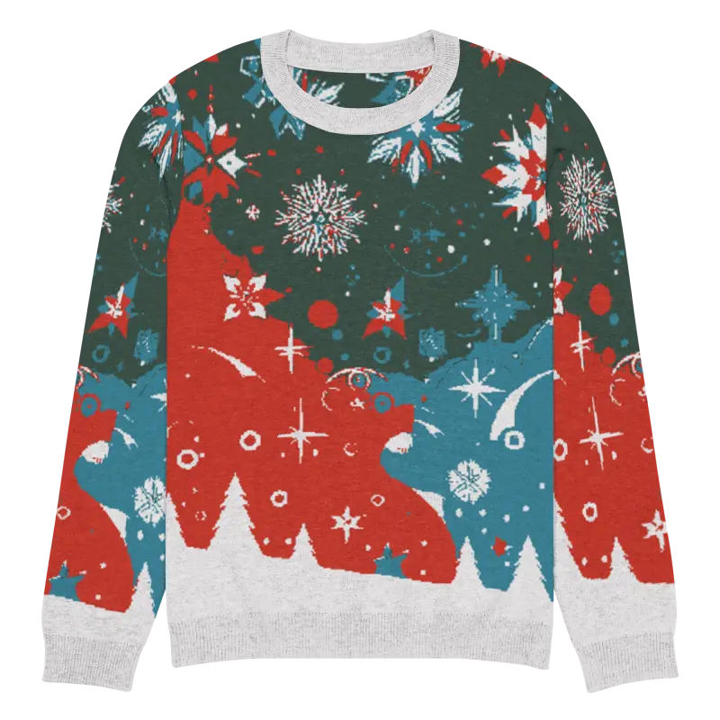 Cozy Christmas Trees & Snowflakes Knitted Crew Neck Sweater - 3xs