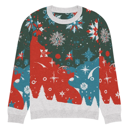 Cozy Christmas Trees & Snowflakes Knitted Crew Neck Sweater - 3xs