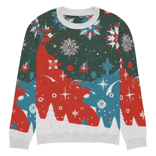 Cozy Christmas Trees & Snowflakes Knitted Crew Neck Sweater - 3xs