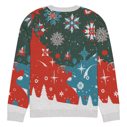 Cozy Christmas Trees & Snowflakes Knitted Crew Neck Sweater