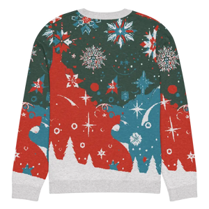 Festive Knitted Crew Neck Sweater Christmas Trees - Dipaliz - Sweaters