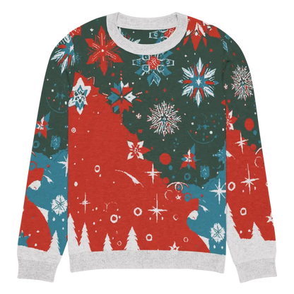 Cozy Christmas Trees & Snowflakes Knitted Crew Neck Sweater - l