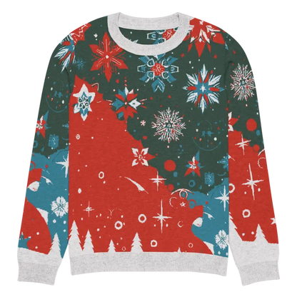 Cozy Christmas Trees & Snowflakes Knitted Crew Neck Sweater - Xl