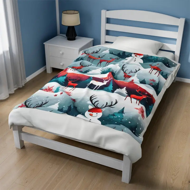 Snuggle Into Christmas Bliss with Rudolf Velveteen Plush Blanket - 50’’ × 60’’ All Over Prints