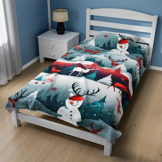 Snuggle Into Christmas Bliss with Rudolf Velveteen Plush Blanket - 60’’ × 80’’ All Over Prints